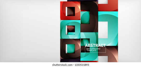 Background with color squares composition, modern geometric abstraction design for poster, cover, branding or banner. Vector