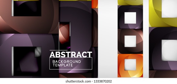 Fondo con composición de cuadrados de color, diseño de abstracción geométrica moderno para afiches, portada, marca o banner. Vector