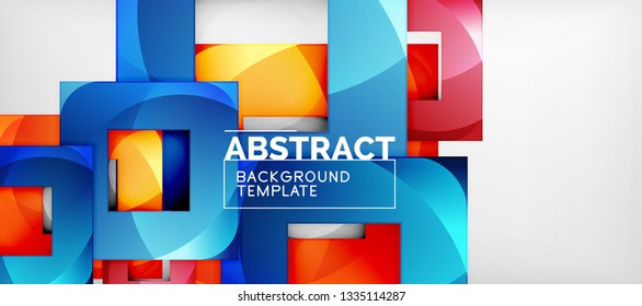 Fondo con composición de cuadrados de color, diseño de abstracción geométrica moderno para afiches, portada, marca o banner. Vector