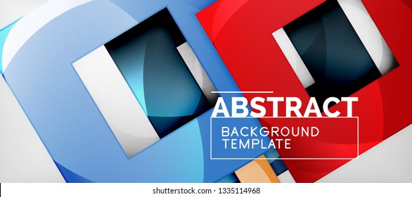 Background with color squares composition, modern geometric abstraction design for poster, cover, branding or banner. Vector