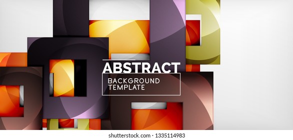 Hintergrund mit Farbquadratkomposition, modernem geometrischem Abstraktionsdesign für Poster, Deckel, Branding oder Banner. Vektorgrafik