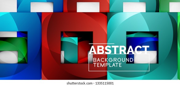Background with color squares composition, modern geometric abstraction design for poster, cover, branding or banner. Vector