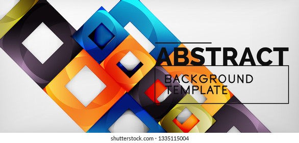 Background with color squares composition, modern geometric abstraction design for poster, cover, branding or banner. Vector