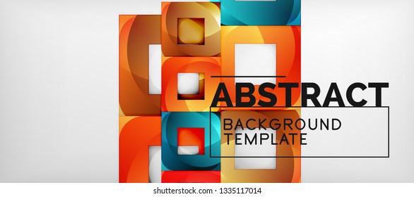 Fondo con composición de cuadrados de color, diseño de abstracción geométrica moderno para afiches, portada, marca o banner. Vector