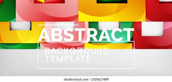 Background with color squares composition, modern geometric abstraction design for poster, cover, branding or banner. Vector