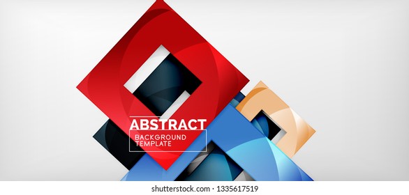 Fondo con composición de cuadrados de color, diseño de abstracción geométrica moderno para afiches, portada, marca o banner. Vector