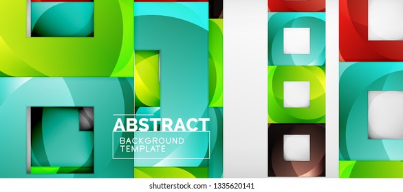 Background with color squares composition, modern geometric abstraction design for poster, cover, branding or banner. Vector