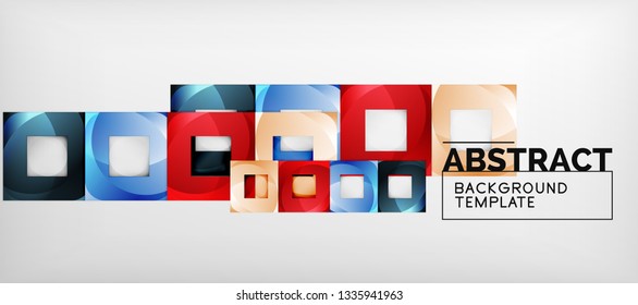 Fondo con composición de cuadrados de color, diseño de abstracción geométrica moderno para afiches, portada, marca o banner. Vector