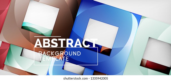 Background with color squares composition, modern geometric abstraction design for poster, cover, branding or banner. Vector