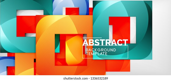 Background with color squares composition, modern geometric abstraction design for poster, cover, branding or banner. Vector