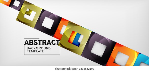Fondo con composición de cuadrados de color, diseño de abstracción geométrica moderno para afiches, portada, marca o banner. Vector