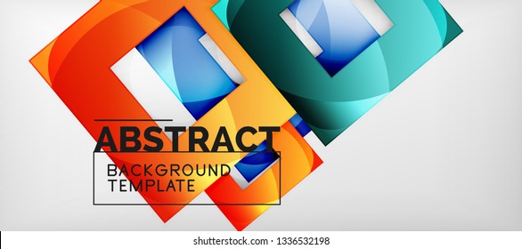 Background with color squares composition, modern geometric abstraction design for poster, cover, branding or banner. Vector