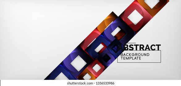 Hintergrund mit Farbquadratkomposition, modernem geometrischem Abstraktionsdesign für Poster, Deckel, Branding oder Banner. Vektorgrafik