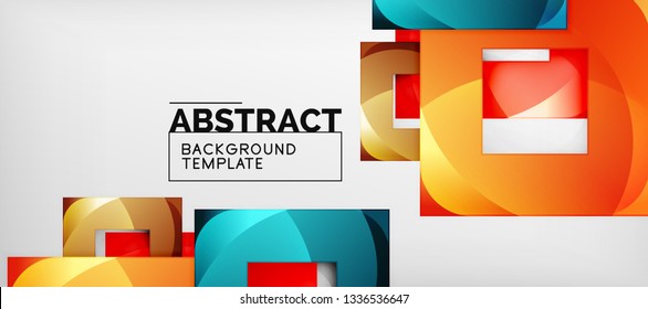 Background with color squares composition, modern geometric abstraction design for poster, cover, branding or banner. Vector