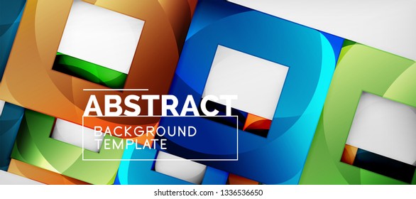 Background with color squares composition, modern geometric abstraction design for poster, cover, branding or banner. Vector