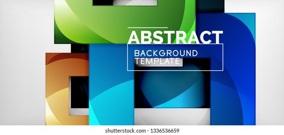 Hintergrund mit Farbquadratkomposition, modernem geometrischem Abstraktionsdesign für Poster, Deckel, Branding oder Banner. Vektorgrafik