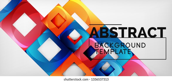 Background with color squares composition, modern geometric abstraction design for poster, cover, branding or banner. Vector