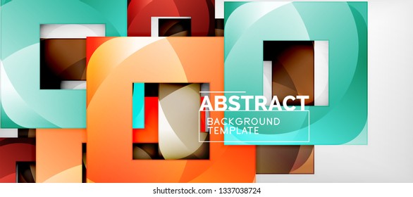 Background with color squares composition, modern geometric abstraction design for poster, cover, branding or banner. Vector