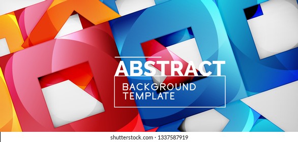 Fondo con composición de cuadrados de color, diseño de abstracción geométrica moderno para afiches, portada, marca o banner. Vector