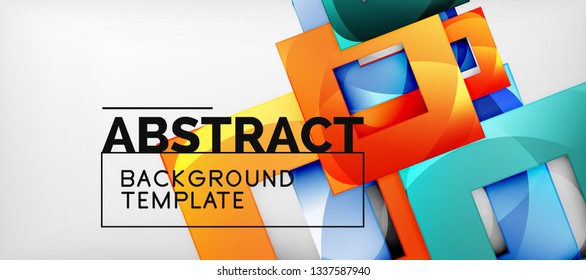 Hintergrund mit Farbquadratkomposition, modernem geometrischem Abstraktionsdesign für Poster, Deckel, Branding oder Banner. Vektorgrafik