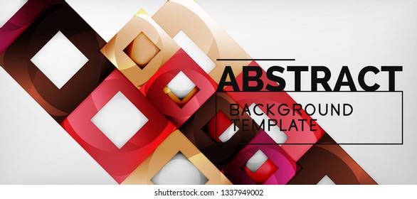 Background with color squares composition, modern geometric abstraction design for poster, cover, branding or banner. Vector
