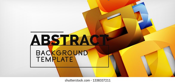 Fondo con composición de cuadrados de color, diseño de abstracción geométrica moderno para afiches, portada, marca o banner. Vector
