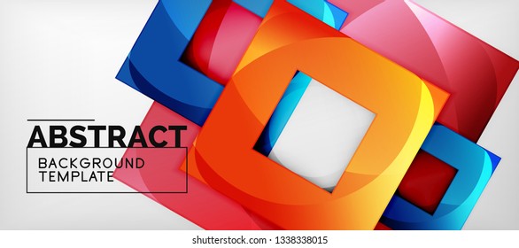Fondo con composición de cuadrados de color, diseño de abstracción geométrica moderno para afiches, portada, marca o banner. Vector