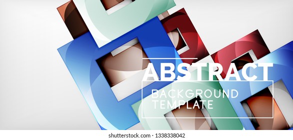 Background with color squares composition, modern geometric abstraction design for poster, cover, branding or banner. Vector