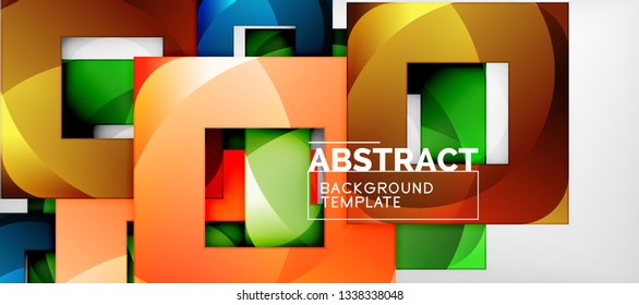 Background with color squares composition, modern geometric abstraction design for poster, cover, branding or banner. Vector