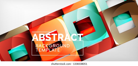 Background with color squares composition, modern geometric abstraction design for poster, cover, branding or banner. Vector