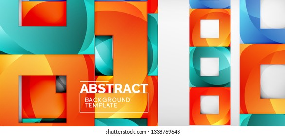 Hintergrund mit Farbquadratkomposition, modernem geometrischem Abstraktionsdesign für Poster, Deckel, Branding oder Banner. Vektorgrafik