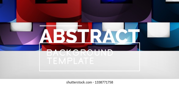 Fondo con composición de cuadrados de color, diseño de abstracción geométrica moderno para afiches, portada, marca o banner. Vector