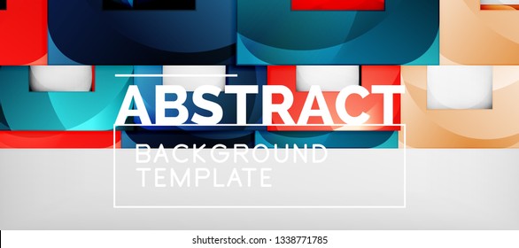 Background with color squares composition, modern geometric abstraction design for poster, cover, branding or banner. Vector