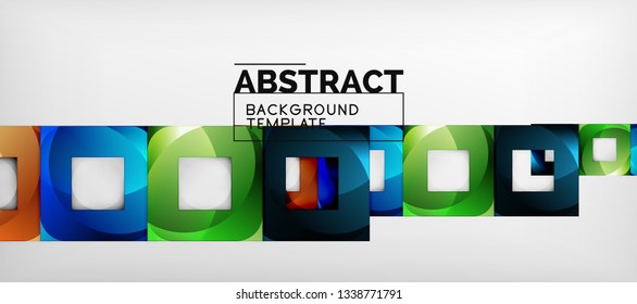 Background with color squares composition, modern geometric abstraction design for poster, cover, branding or banner. Vector