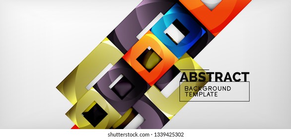 Fondo con composición de cuadrados de color, diseño de abstracción geométrica moderno para afiches, portada, marca o banner. Vector