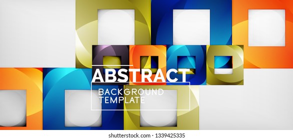 Background with color squares composition, modern geometric abstraction design for poster, cover, branding or banner. Vector
