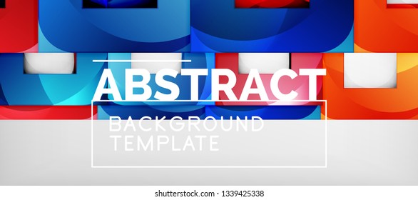 Hintergrund mit Farbquadratkomposition, modernem geometrischem Abstraktionsdesign für Poster, Deckel, Branding oder Banner. Vektorgrafik