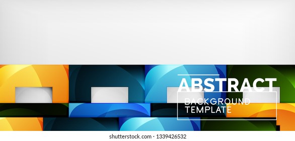Fundo com composição de quadrados de cor, design moderno de abstração geométrica para cartaz, capa, marca ou banner. Vetor