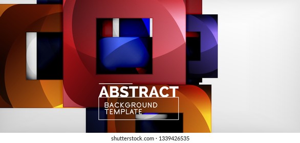 Background with color squares composition, modern geometric abstraction design for poster, cover, branding or banner. Vector