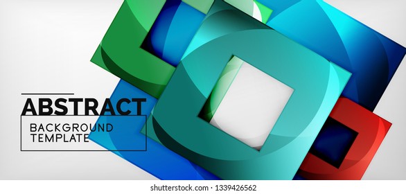 Background with color squares composition, modern geometric abstraction design for poster, cover, branding or banner. Vector