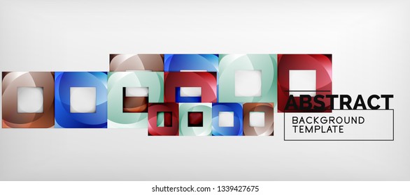 Fondo con composición de cuadrados de color, diseño de abstracción geométrica moderno para afiches, portada, marca o banner. Vector