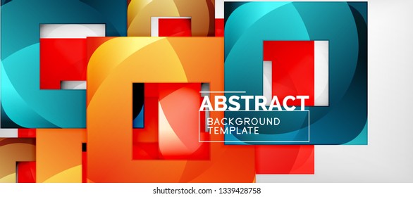Hintergrund mit Farbquadratkomposition, modernem geometrischem Abstraktionsdesign für Poster, Deckel, Branding oder Banner. Vektorgrafik
