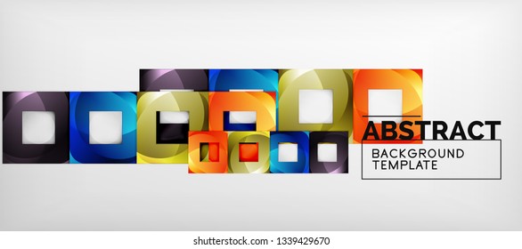 Background with color squares composition, modern geometric abstraction design for poster, cover, branding or banner. Vector