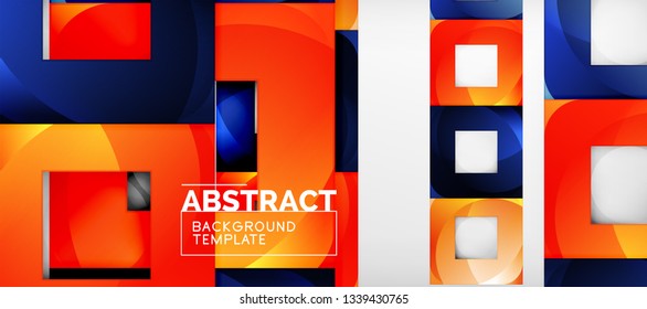 Fondo con composición de cuadrados de color, diseño de abstracción geométrica moderno para afiches, portada, marca o banner. Vector