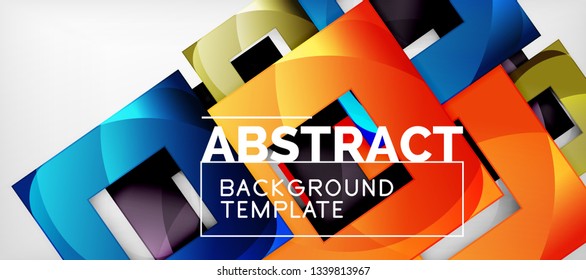 Background with color squares composition, modern geometric abstraction design for poster, cover, branding or banner. Vector