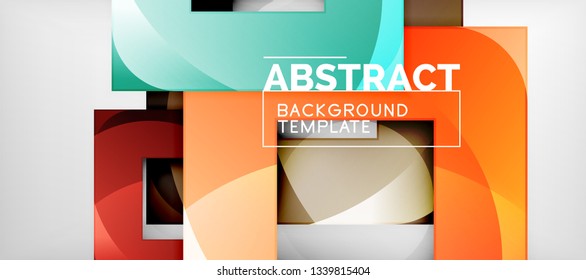 Fondo con composición de cuadrados de color, diseño de abstracción geométrica moderno para afiches, portada, marca o banner. Vector