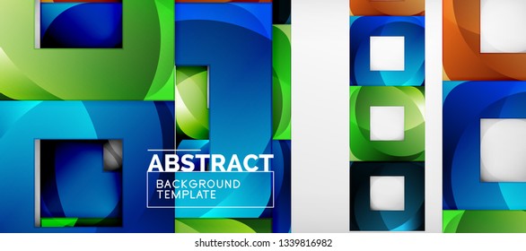 Fondo con composición de cuadrados de color, diseño de abstracción geométrica moderno para afiches, portada, marca o banner. Vector