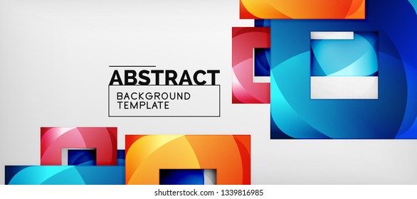 Fondo con composición de cuadrados de color, diseño de abstracción geométrica moderno para afiches, portada, marca o banner. Vector