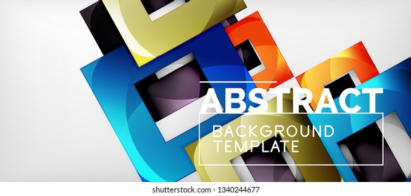 Background with color squares composition, modern geometric abstraction design for poster, cover, branding or banner. Vector