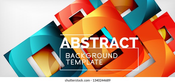 Hintergrund mit Farbquadratkomposition, modernem geometrischem Abstraktionsdesign für Poster, Deckel, Branding oder Banner. Vektorgrafik